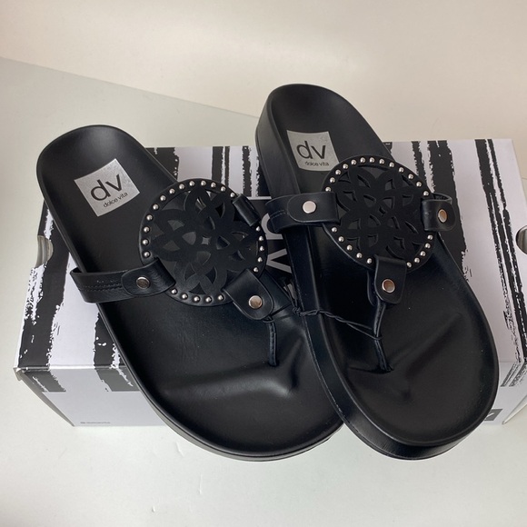Dolce Vita footbed sandal Pandora size 6 black sandals NEW in box - Picture 4 of 13